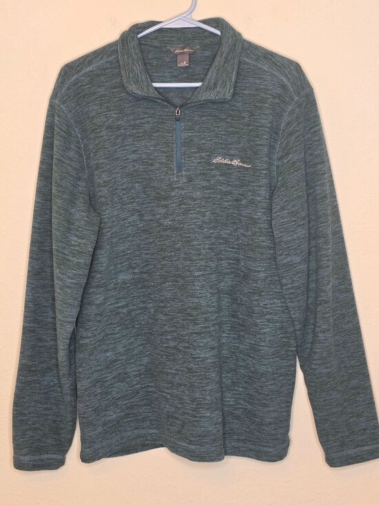 Eddie Bauer Other - Eddie Bauer Quarter Zip Collared Men's Green & Blue Sweater, Size Medium